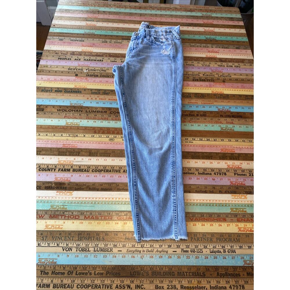 Hollister Size 5 Jean W27 Mid Rise Classic Denim Straight Distressed Light Wash - Picture 2 of 11